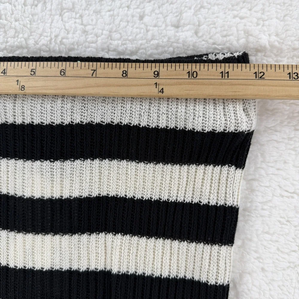 Zara Skirt Womens Small Black White Striped Rib Knit Midi Pencil Boho‎ Long NWT